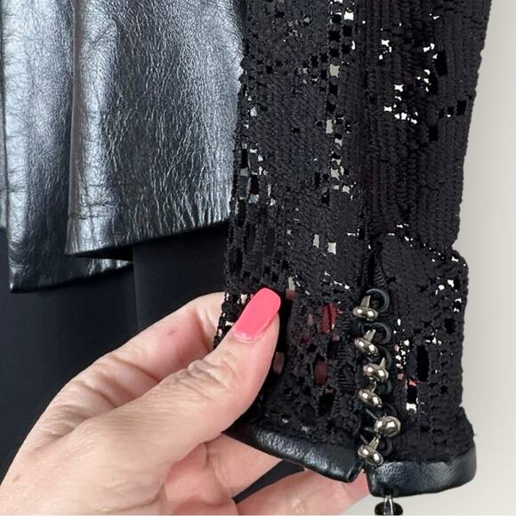 EUC | Zara Woman | Lace Leather Peplum Dress | Black | XS - Picture 7 of 16